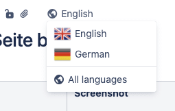 Display Confluence in other languages with Translation for Confluence using the language drop-down menu.