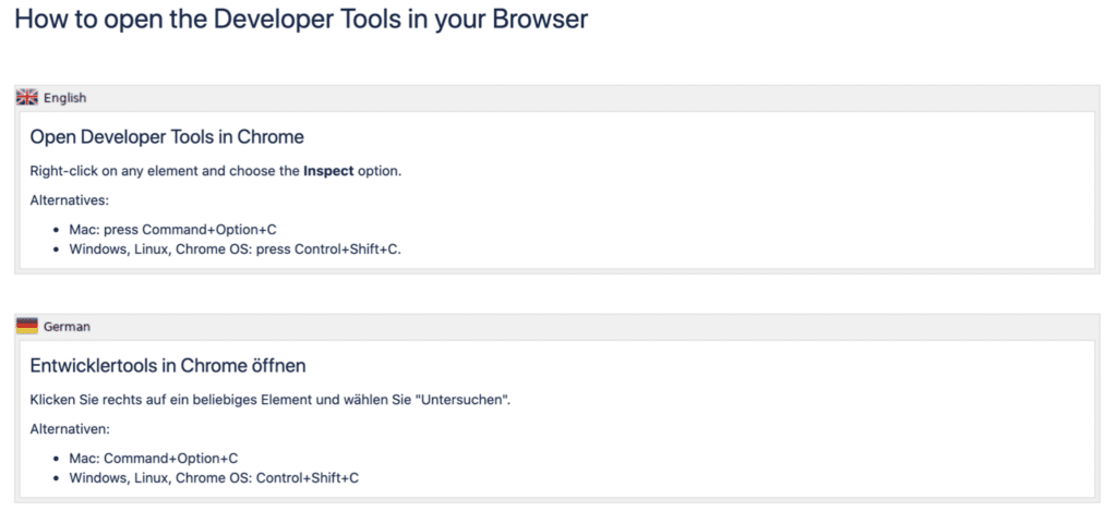 Manage Confluence in multiple languages using language macros with Translations for Confluence.