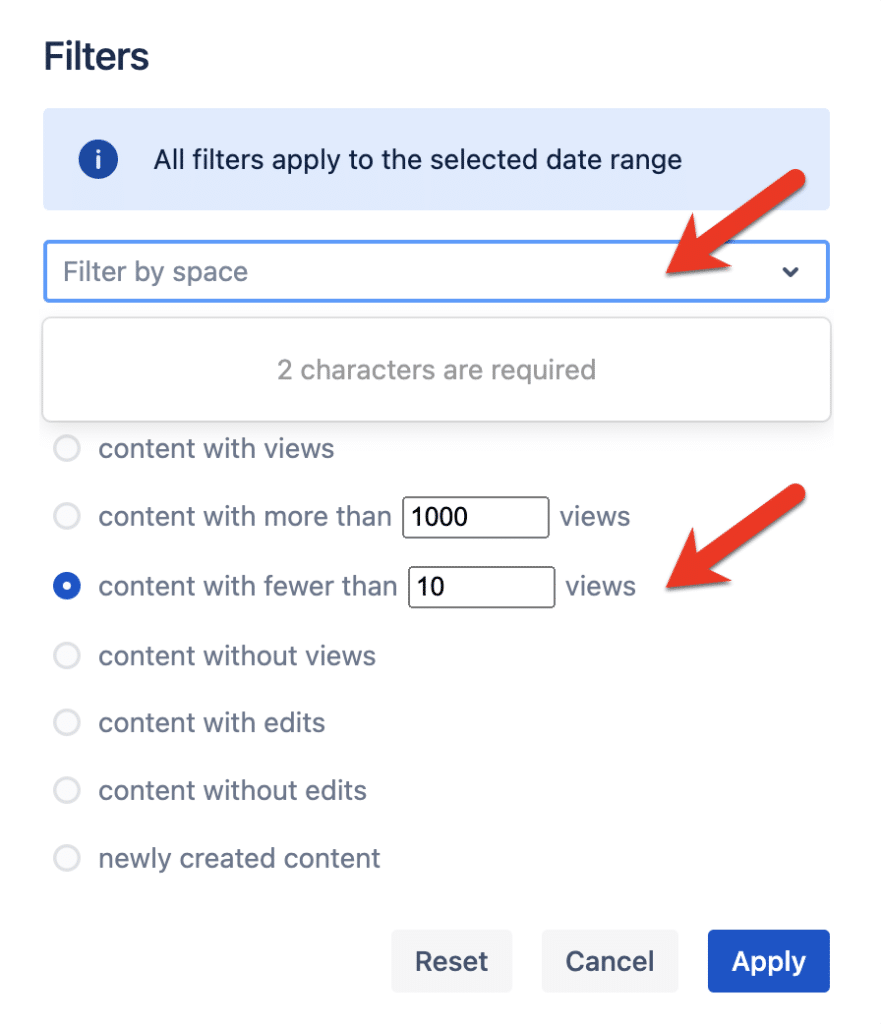 To find neglected content on Viewtracker: Go to Content & Usage Content Report and select view range under "content fewer than x views"