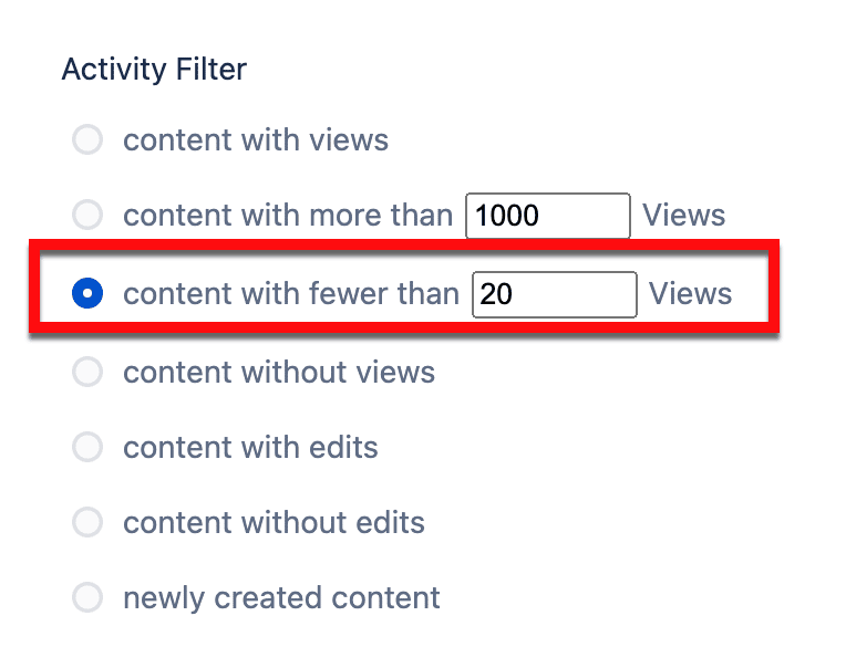 How to find content with fewer than X views using Viewtracker - Analytics for Confluence.