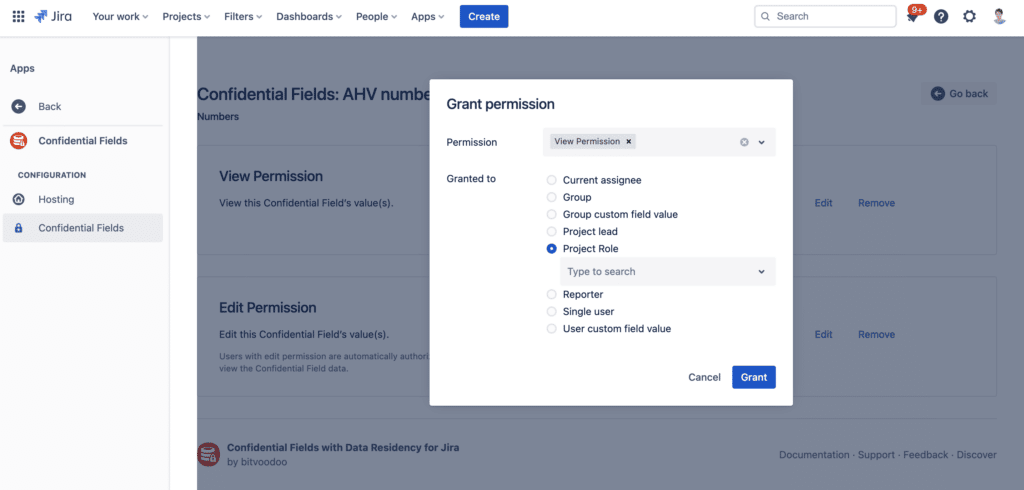 Assign granular view or edit permission per Confidential Field in Confidential Fields for Data Residency for Jira